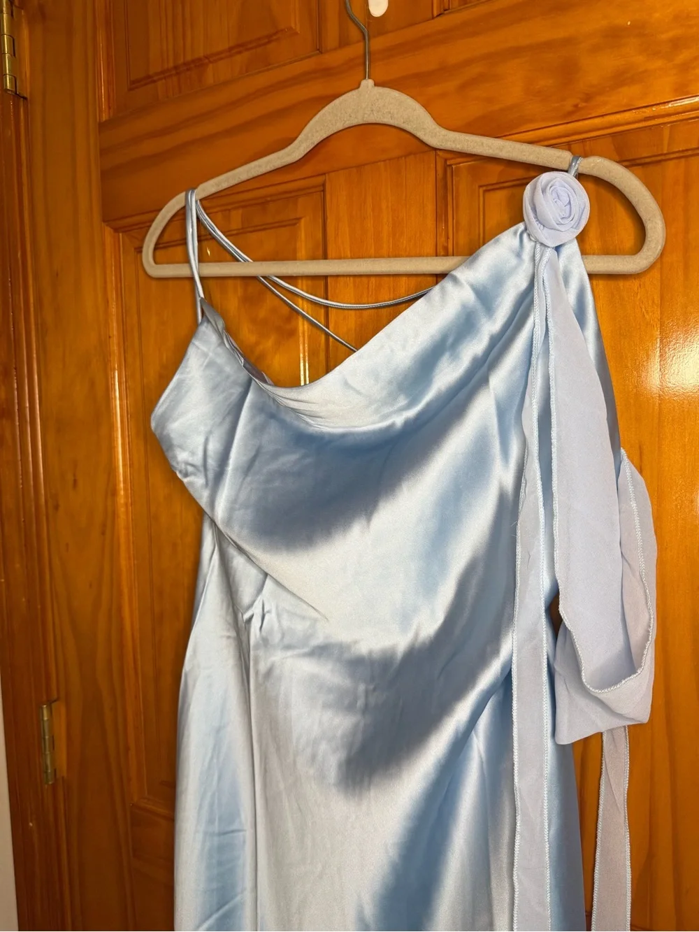 Peppermayo Exclusive Too Sweet Satin Maxi Dress Light Blue NEW Size 8